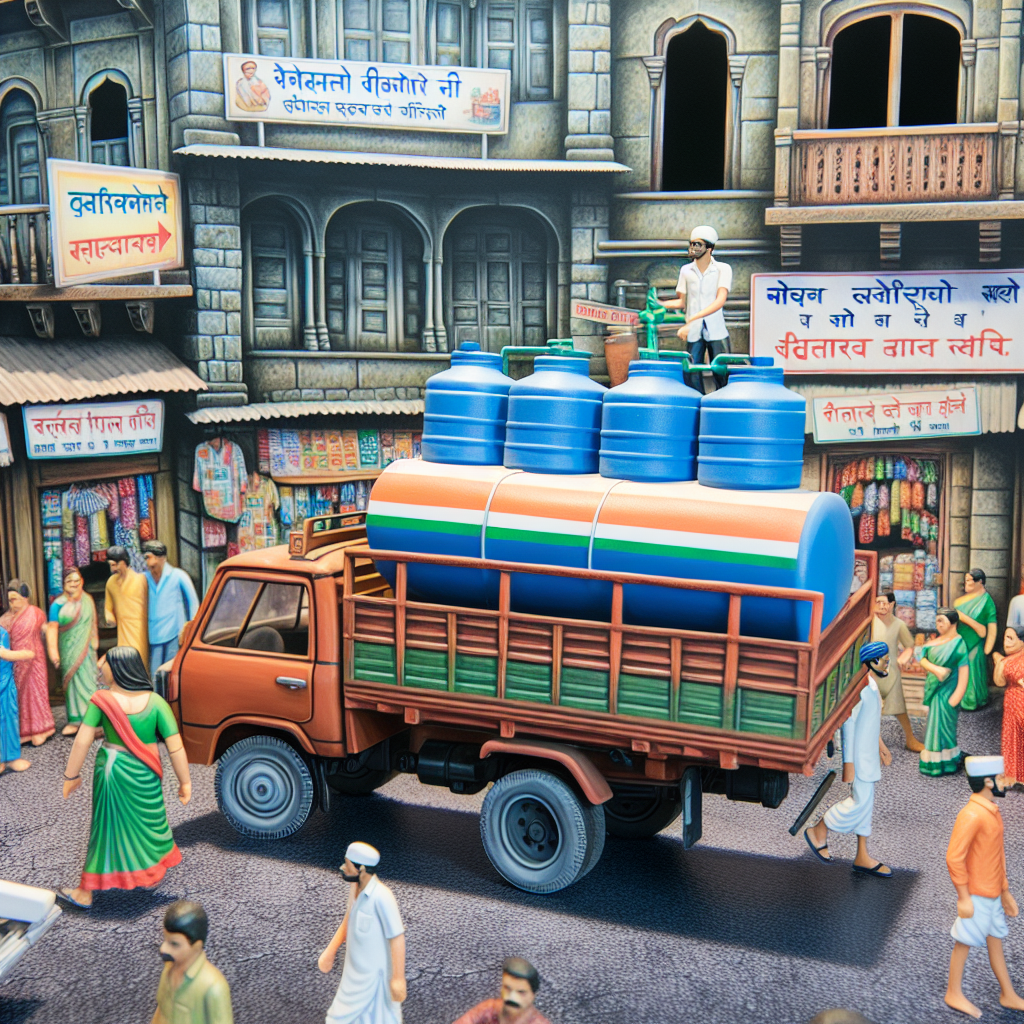 A water delivery truck on the streets of Mumbai, India